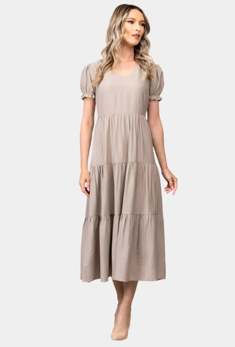 Timeless midi dress with layered skirt