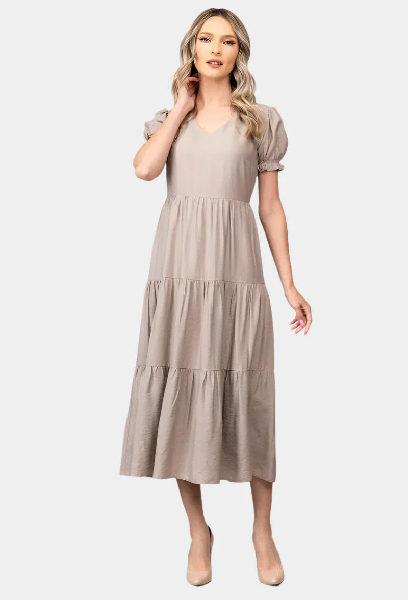 Timeless midi dress with layered skirt