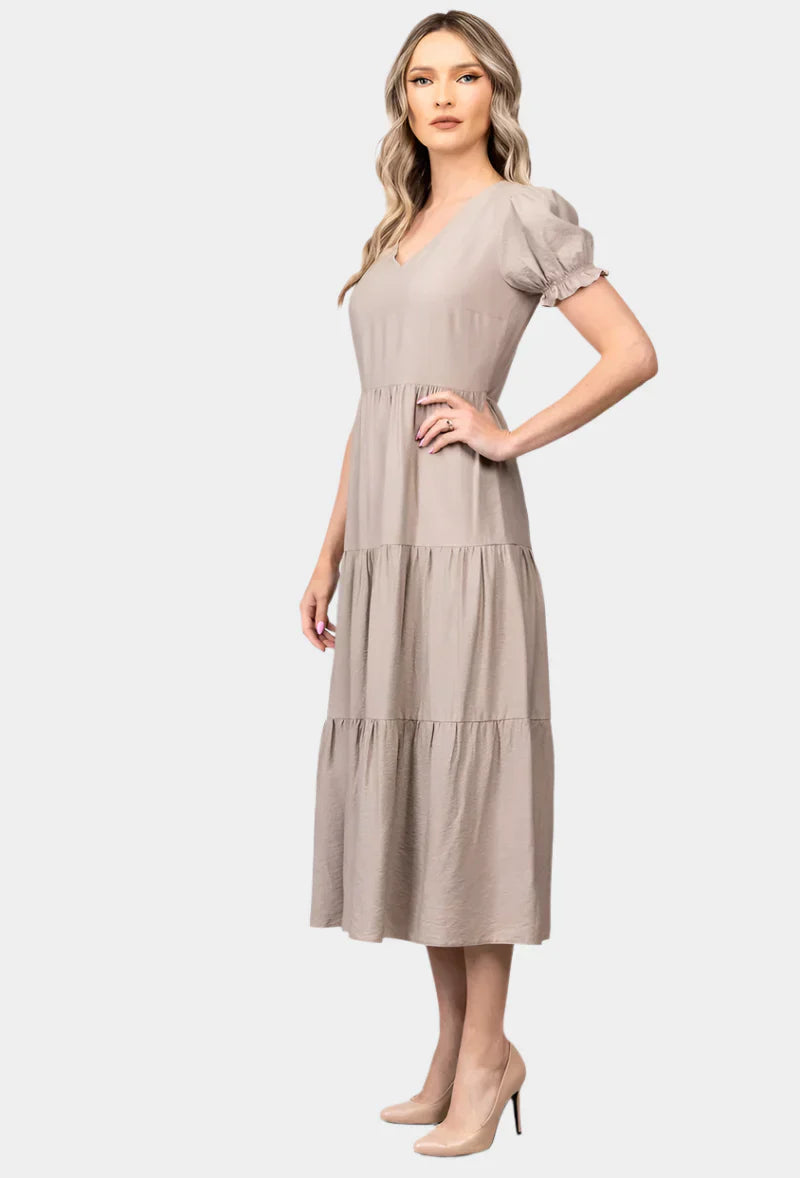 Timeless midi dress with layered skirt