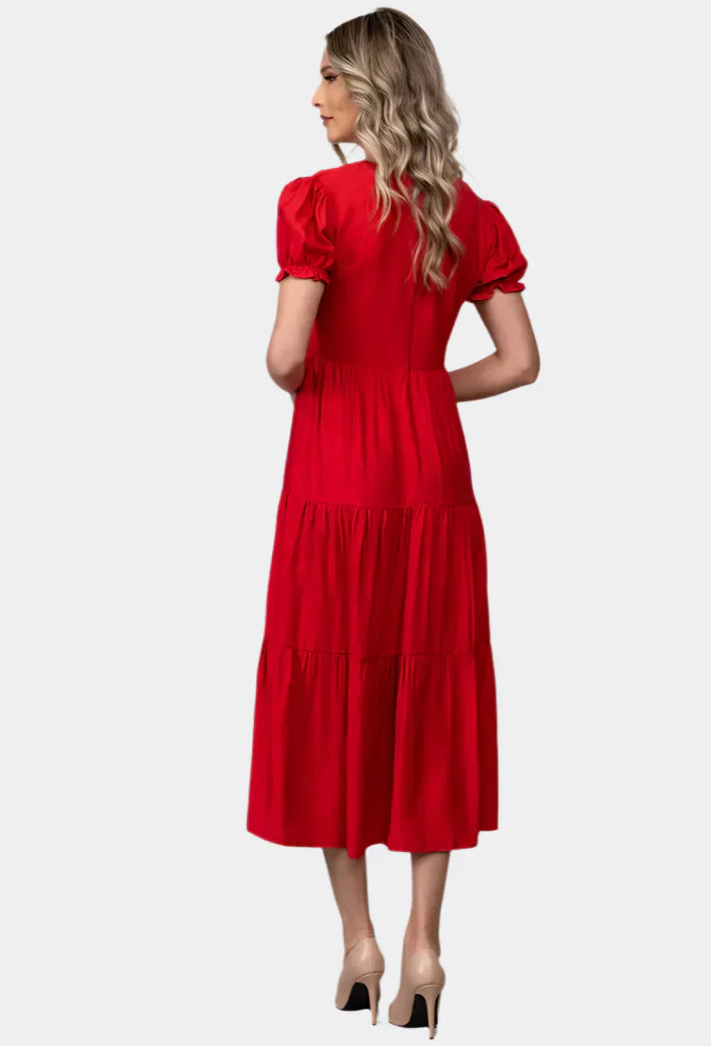 Timeless midi dress with layered skirt