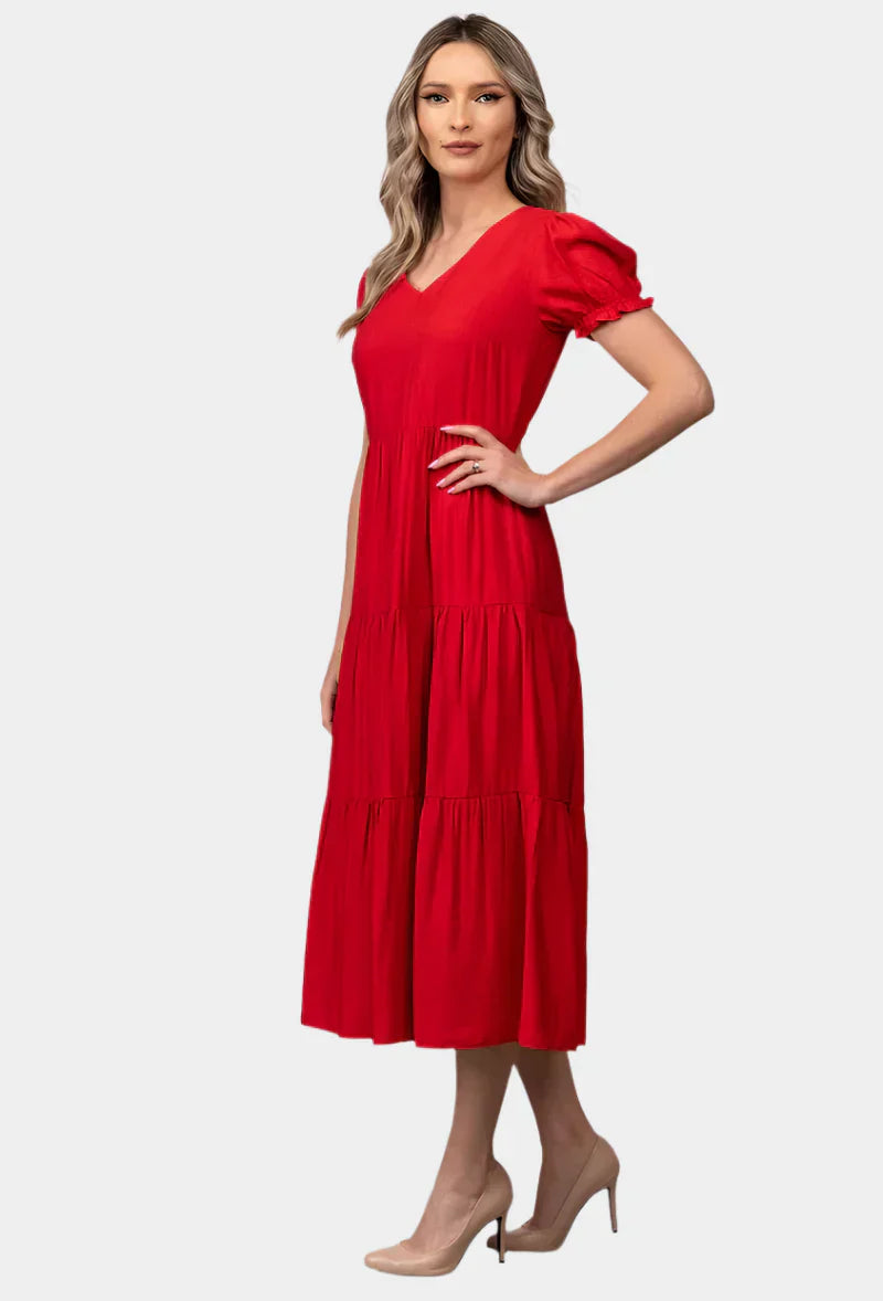 Timeless midi dress with layered skirt