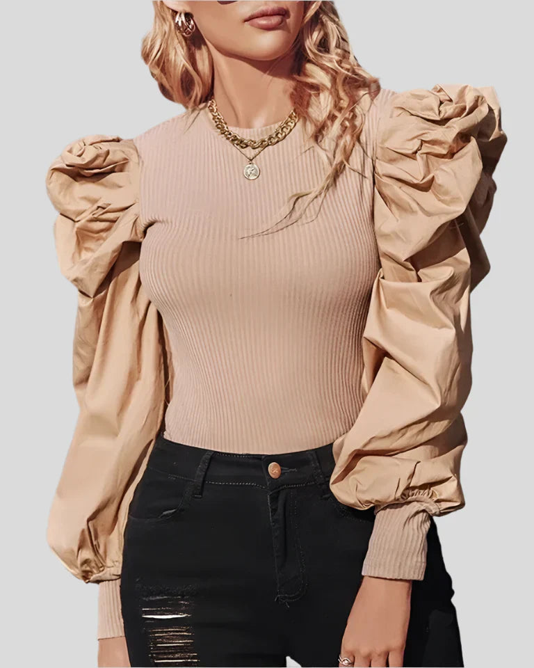 Fodrad bomullstopp med puffärm