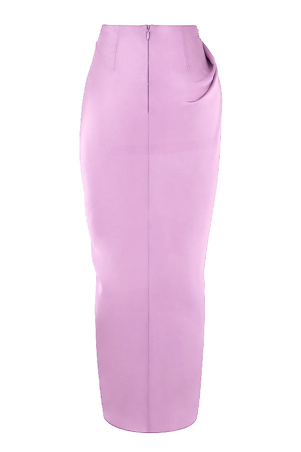 Utskärning blustop i satin och draperad kjol