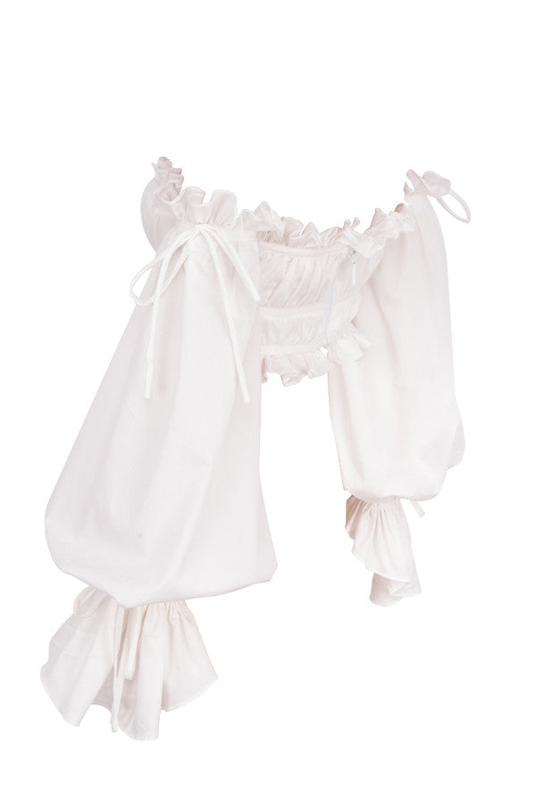 Vit off shoulder topp med volanger