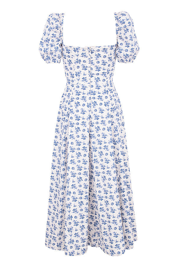 Medium sundress med blommiga puffärmar