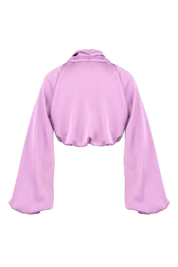 Utskärning blustop i satin och draperad kjol