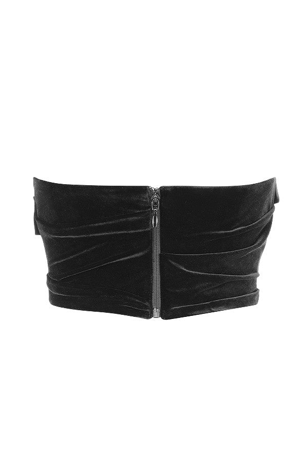 Svart sammetsdraperad tvinnad korsett