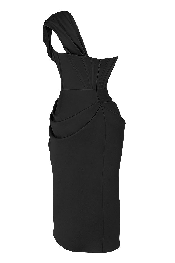 Medium axelbandslös klänning i satin