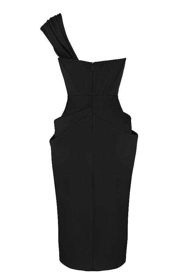 Medium axelbandslös klänning i satin