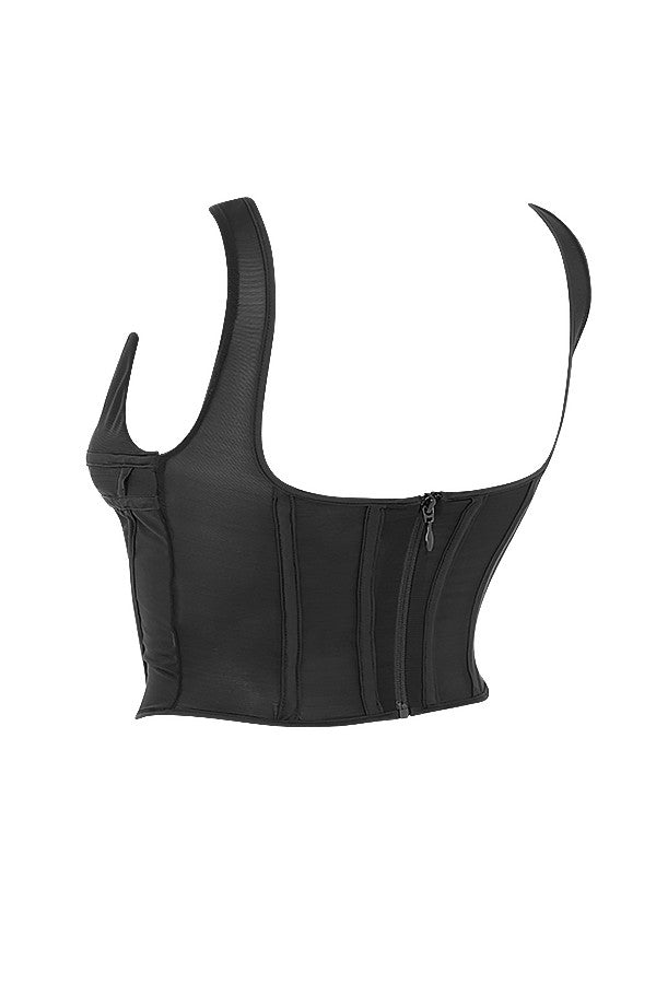 Svart korsett-topp med smal passform