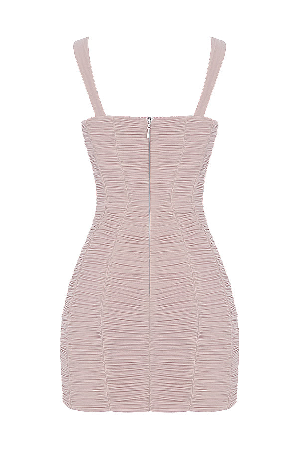 Miniklänning med kristaller och volanger