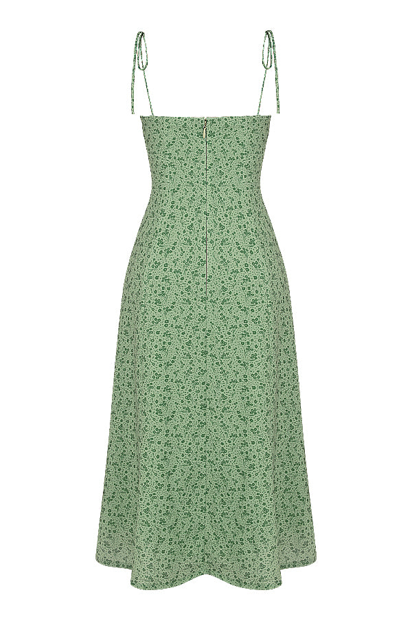 Tonal blommig långklänning med knappar