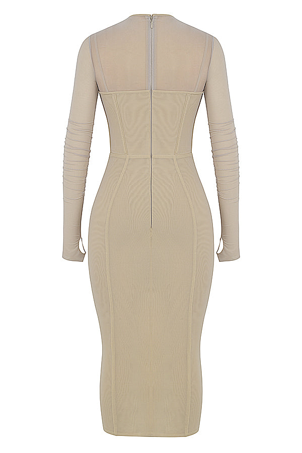 Lång korsettklänning med transparent ärm