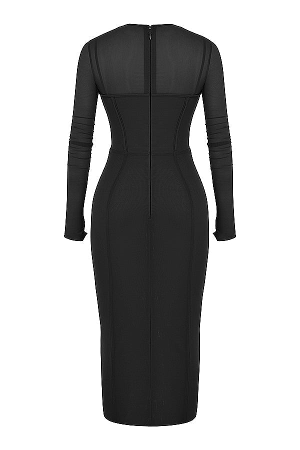 Lång korsettklänning med transparent ärm