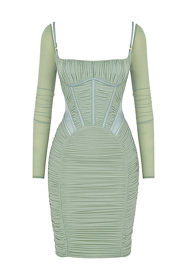 Smal korsettklänning med lång ärm