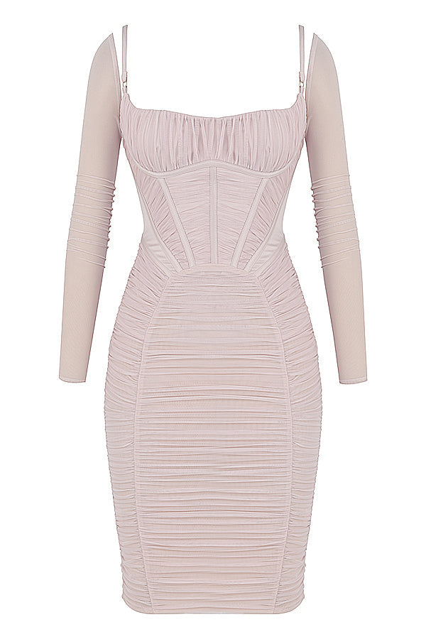 Smal korsettklänning med lång ärm