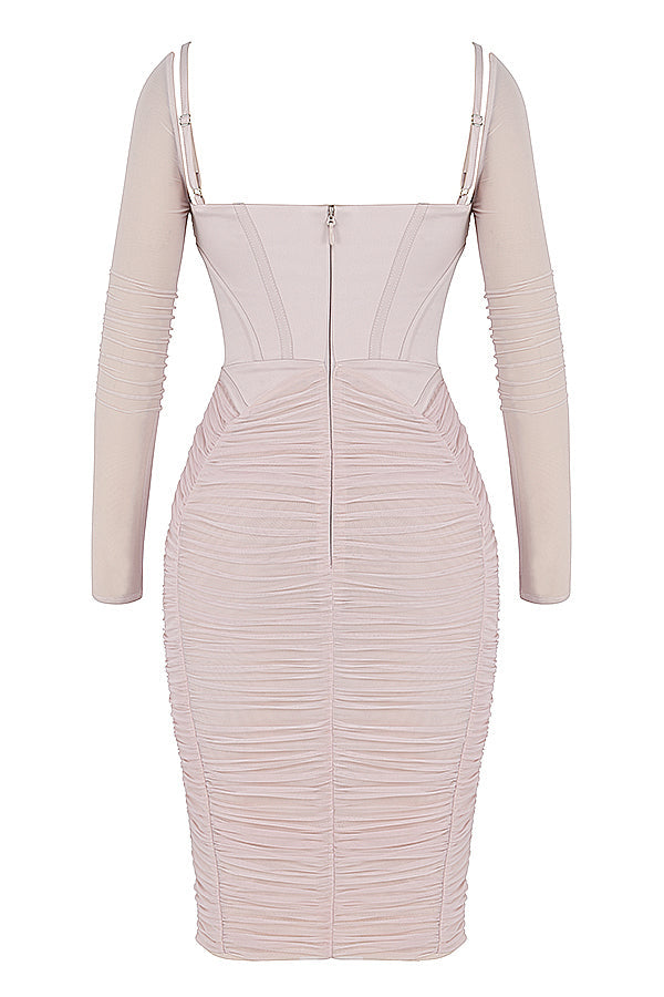 Smal korsettklänning med lång ärm