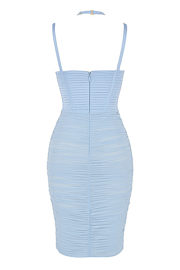 Plisserad långklänning korsett