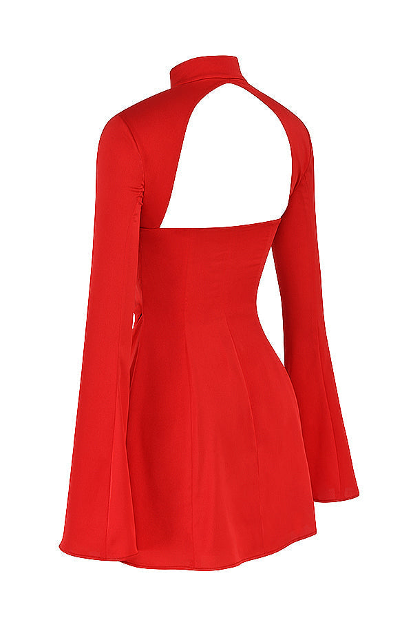 Djupröd miniklänning i satin