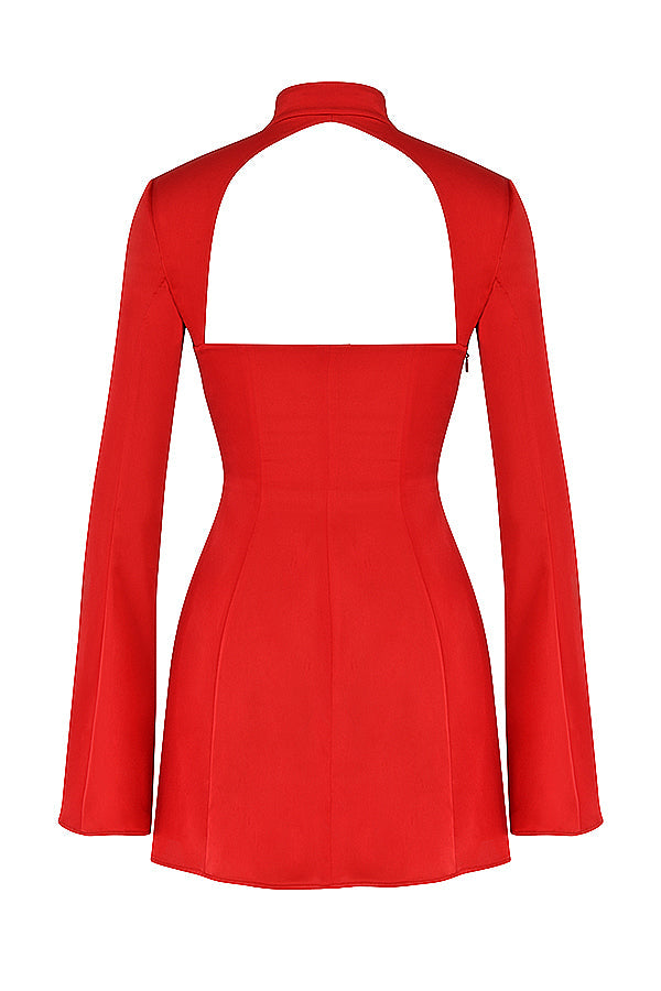 Djupröd miniklänning i satin