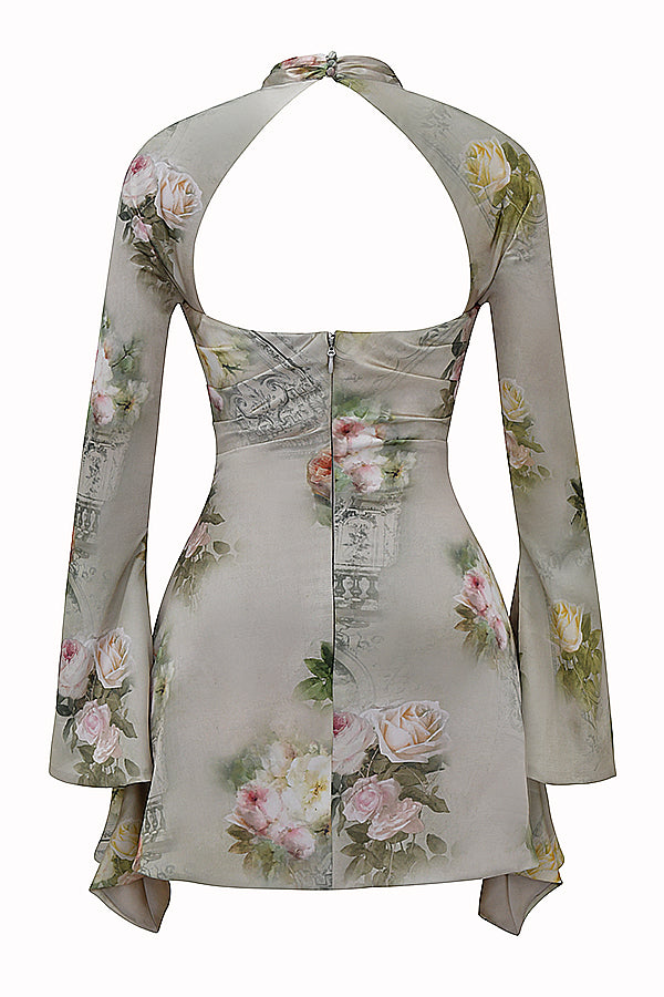 Draperad långärmad miniklänning