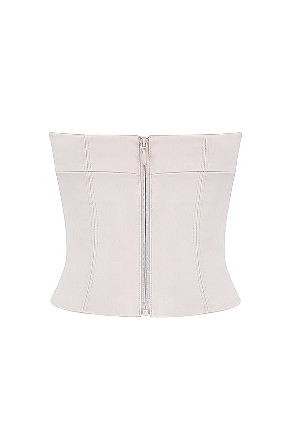 Axelbandslös satinkorsett med byxor med raka ben