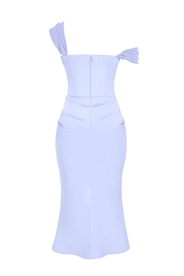 Långklänning med smal korsett i satin