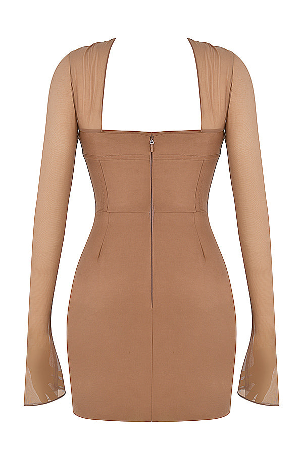 Miniklänning i mocka med strukturerad korsett