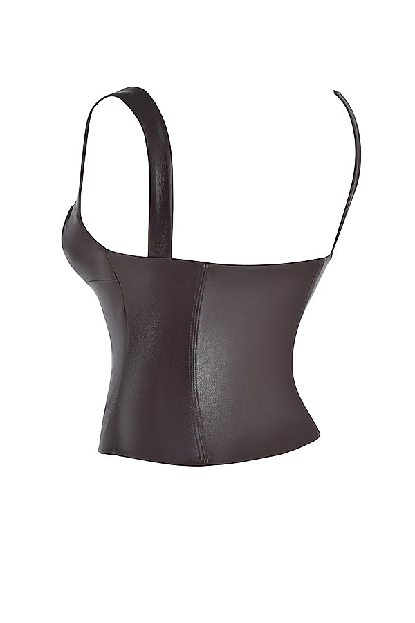 Choklad eco läderkorsett