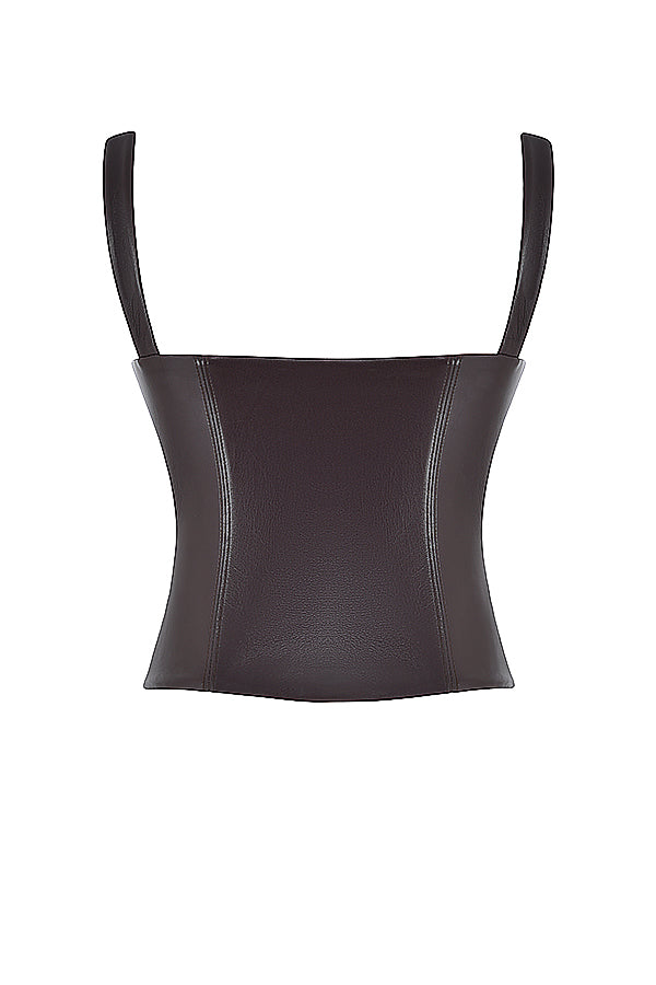 Choklad eco läderkorsett