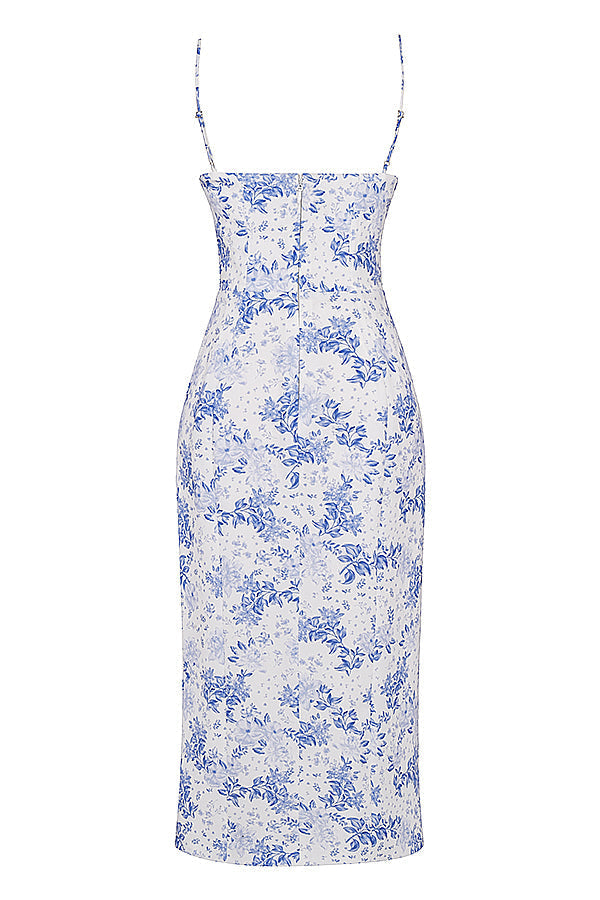 Tryck korsett midi solklänning