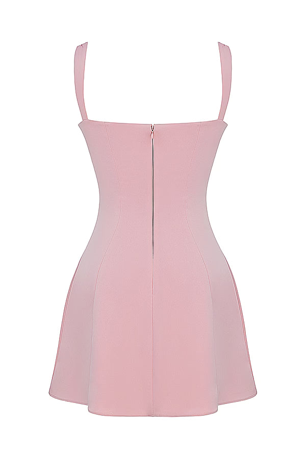 Pink mini dress with lace details