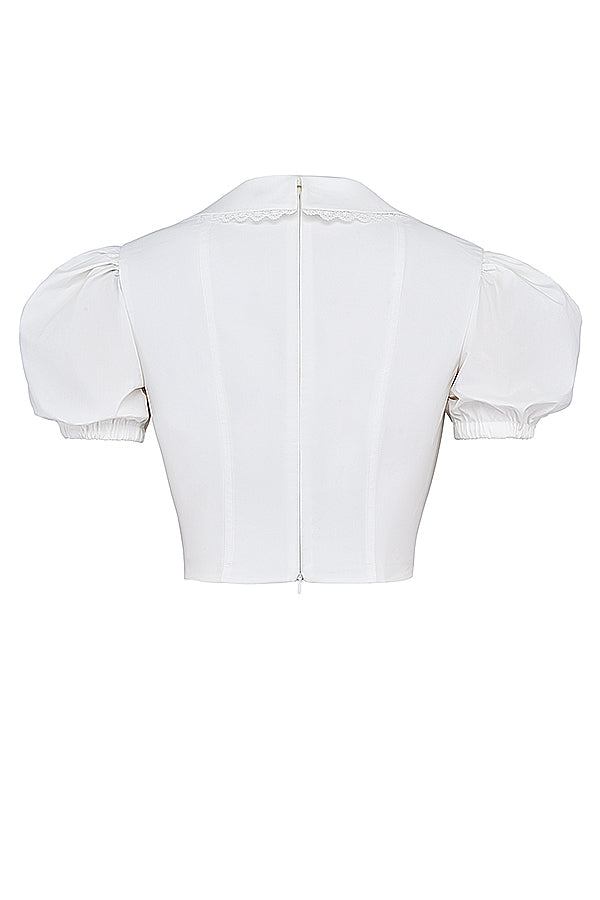 Vit topp med vid V-ringning