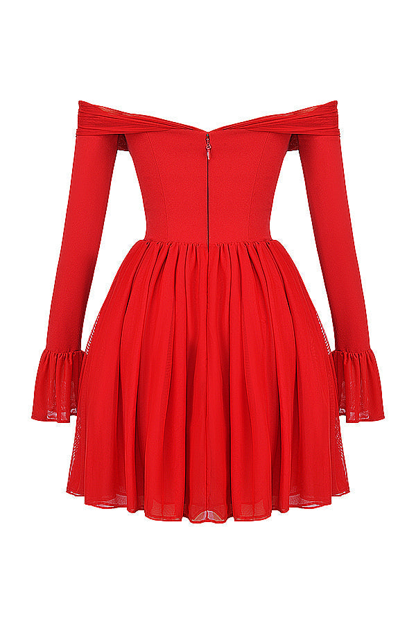 Off shoulder långärmad minidress