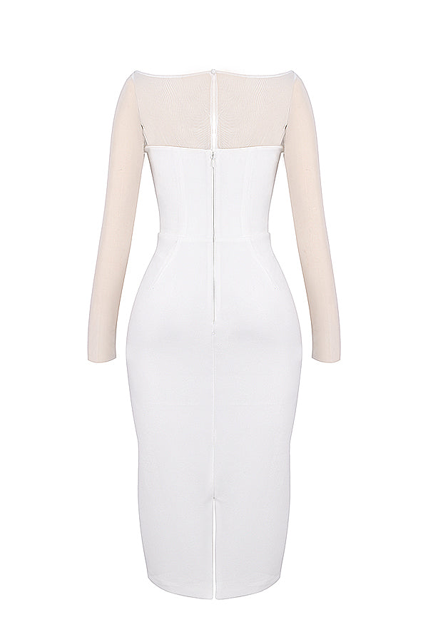 Long dress with transparent sleeves