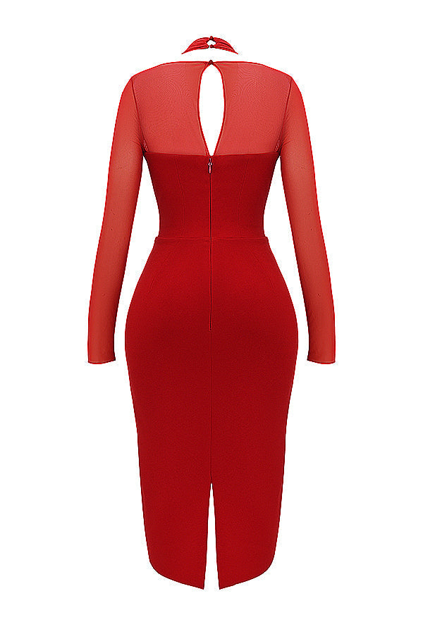 Long dress with transparent sleeves