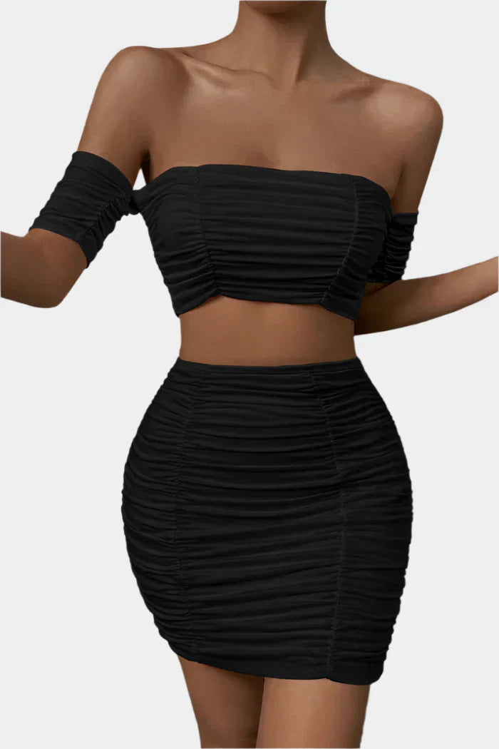 Off-the-shoulder ruched set