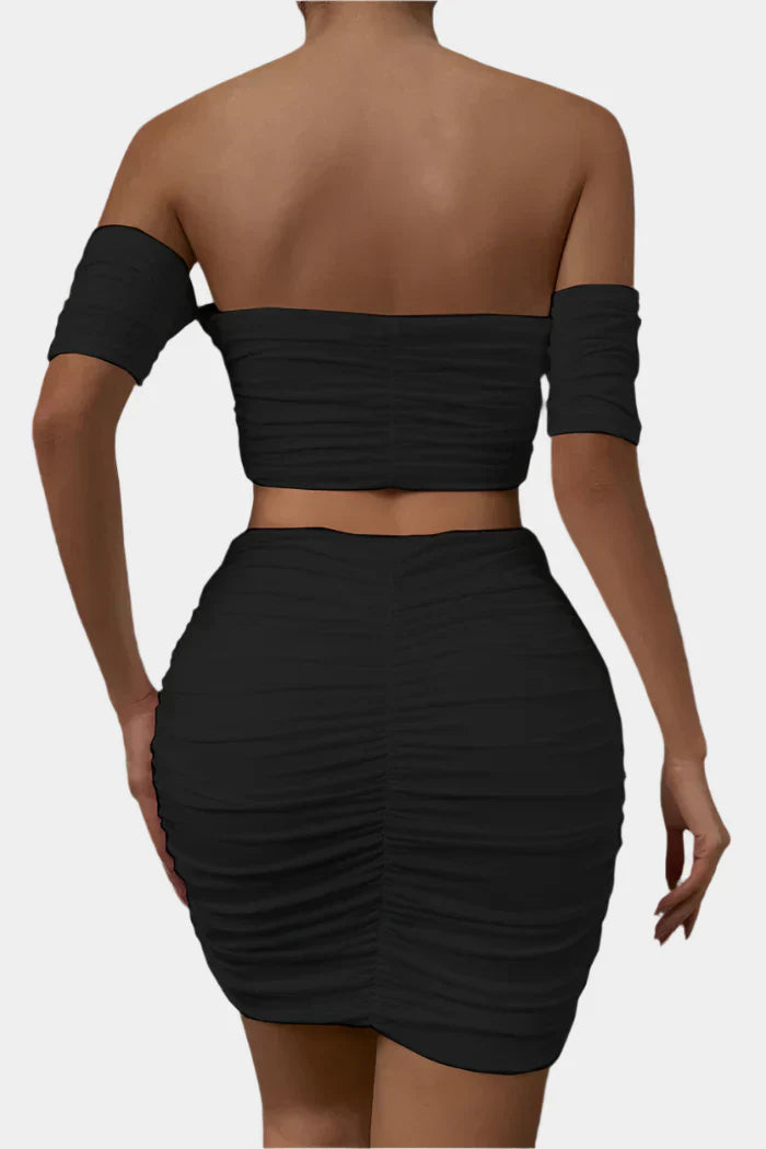 Off-the-shoulder ruched set