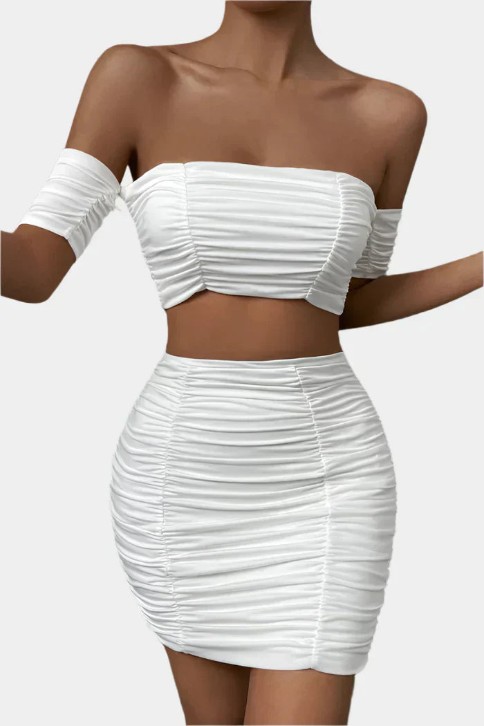 Off-the-shoulder ruched set