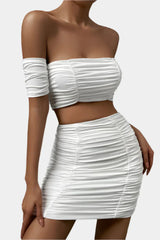 Off-the-shoulder ruched set