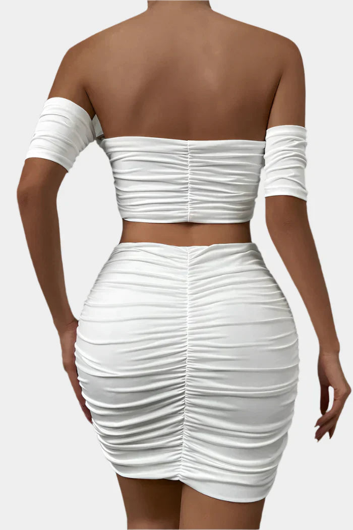 Off-the-shoulder ruched set