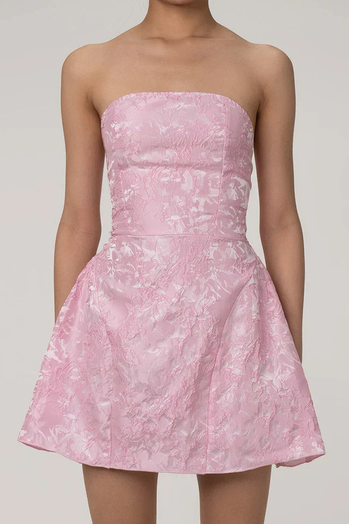 Jacquard strapless mini dress