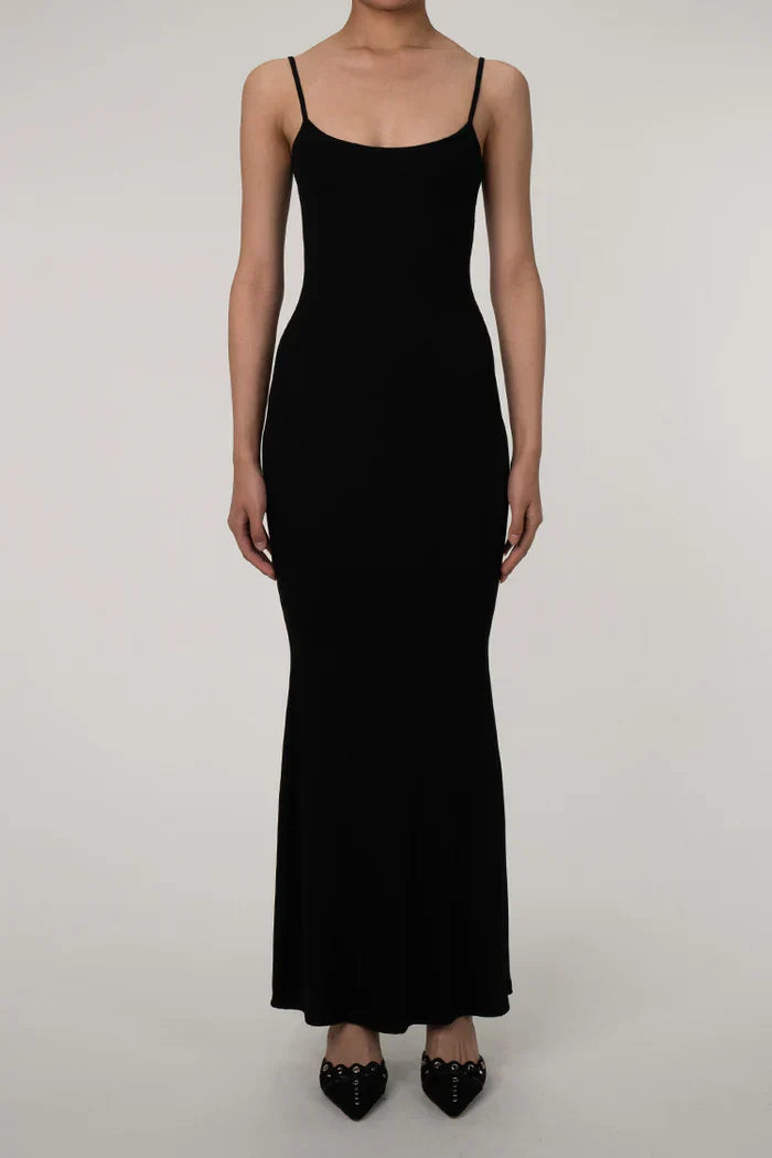 Black long dress with spaghetti straps