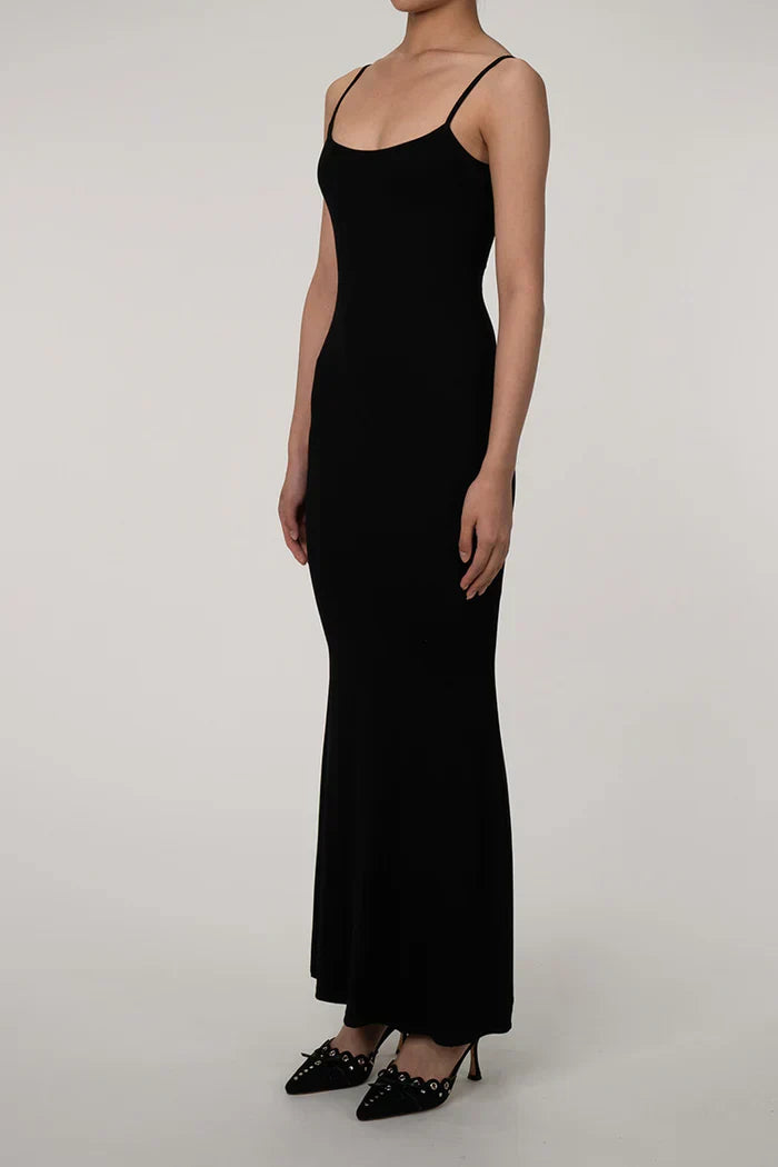 Black long dress with spaghetti straps