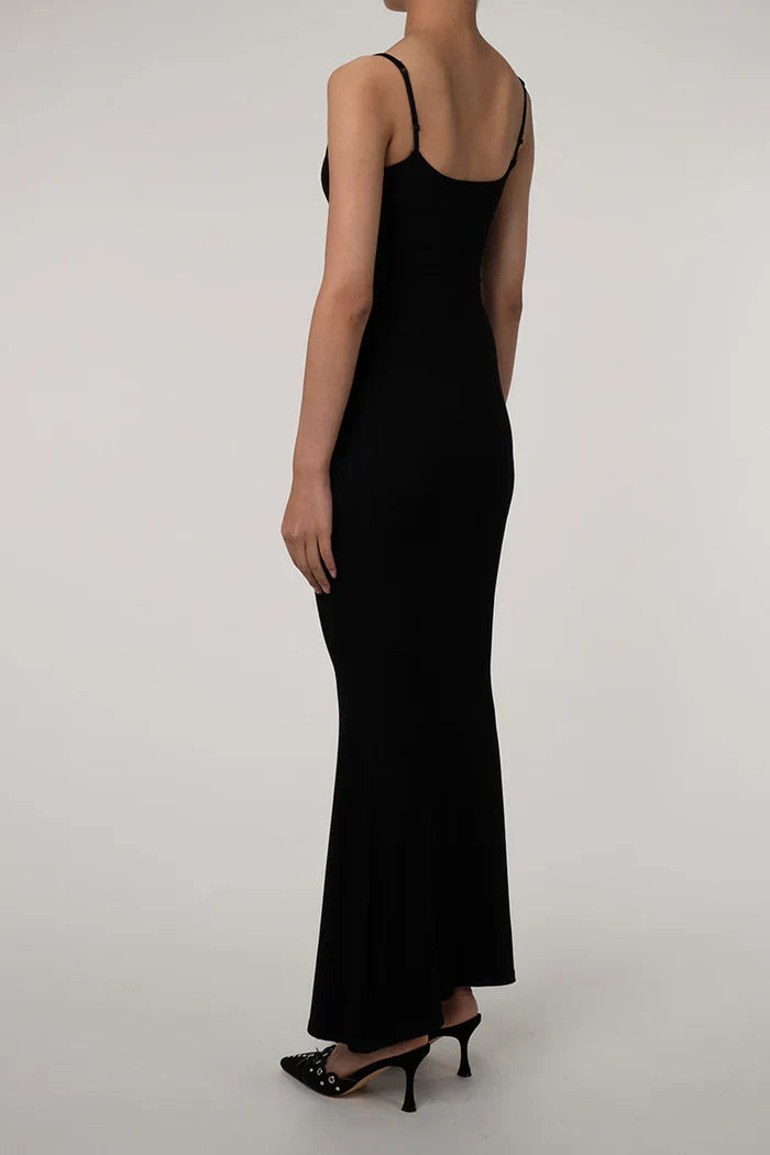 Black long dress with spaghetti straps