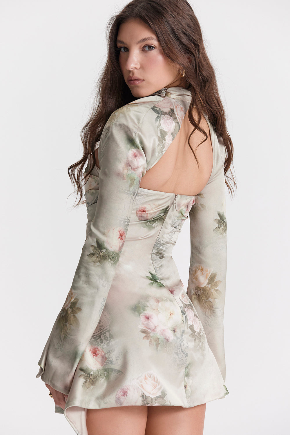 Draperad långärmad miniklänning