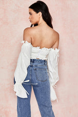 Vit off shoulder topp med volanger