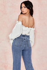 Vit off shoulder topp med volanger