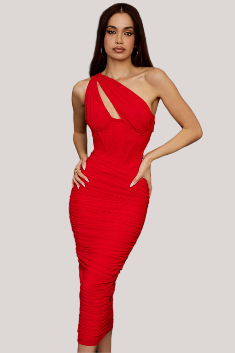 Asymmetrisk medium klänning med utskärning