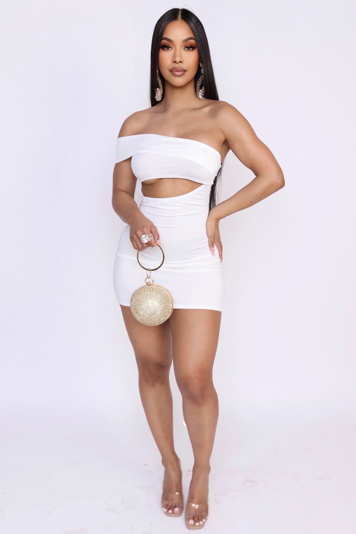 One-shoulder asymmetrical mini dress